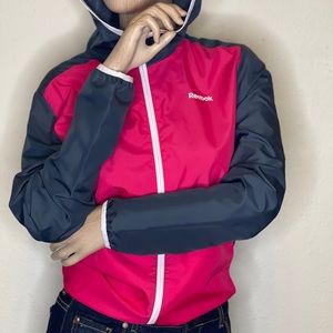 REEBOK women's windbreaker jacket, gray/hot pink
